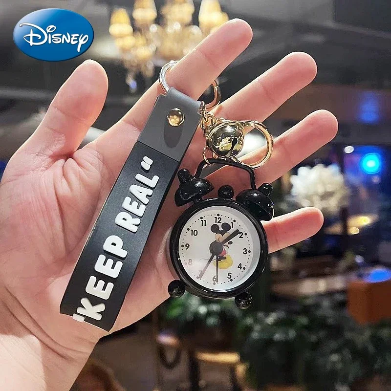 Disney Mickey Minnie Mini Alarm Clock Keychain Cartoon Cute Creative Men Women Couple Bag Pendant Car Key Ring Gift For Friends