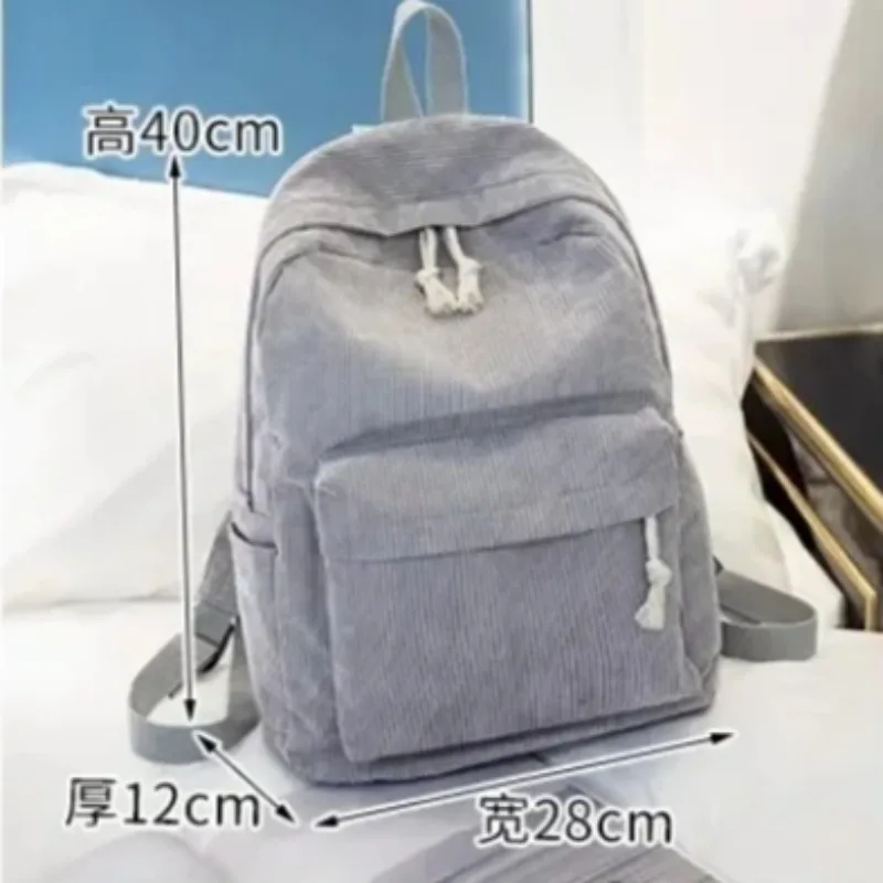 Soft Corduroy Women Backpack Female Travel Backpack Teenage Girls Striped School Backpack Large Capacity Book Bag