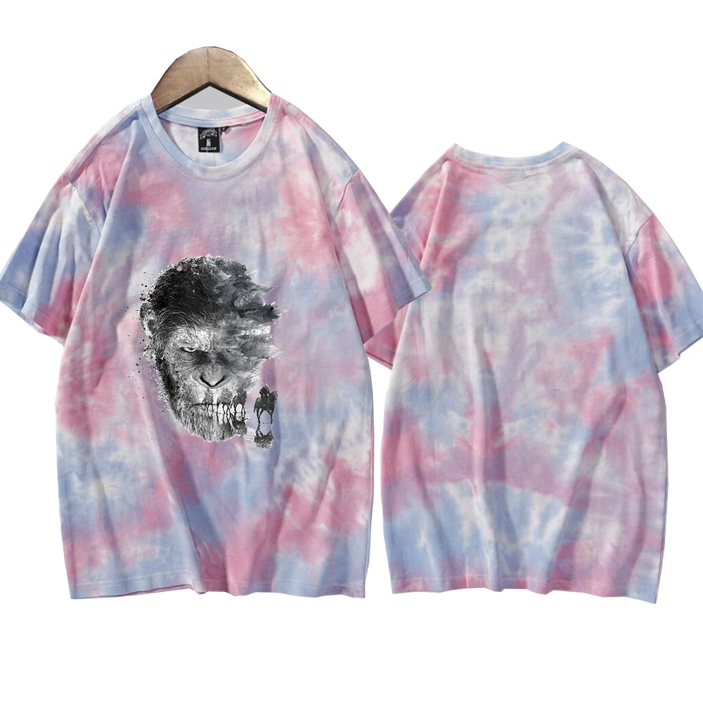 Kingdom of the Planet of the Ape(B) Oversize Shirt Tie Dye Shirt Unisex Round Neck Short Fans Gift