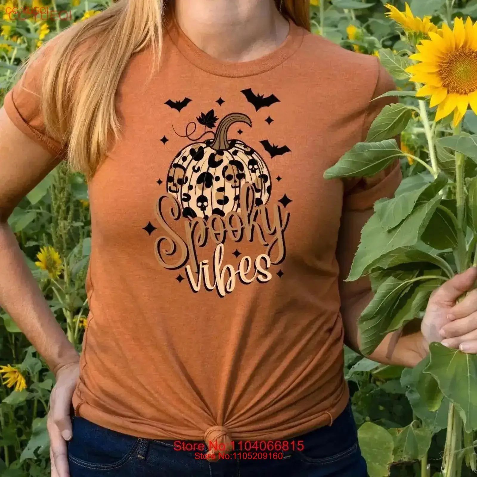 

Spooky Vibes Halloween Matching T Shirt Retro Funny Season Vintage SweaT vintage Washed Soft Casual Top For Everyday Wear