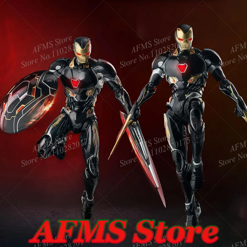 THREEZERO 3Z0580 DLX MK50 17.5cm Black Gold Version Steel Hero Tony Full Set Action Figure Model Best Collectible Soldier Doll