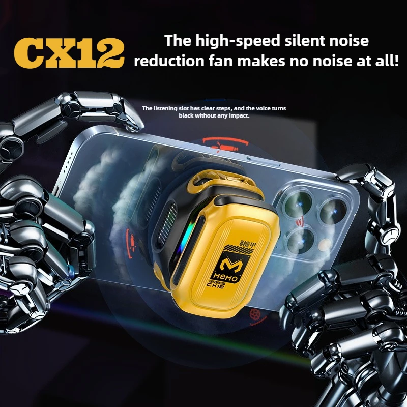 

MEMO NEW CX12 External Battery Mobile Phone PUBG Game Cooler Magnetic Semiconductor Ice Cooling Fan Radiator w/ Digital Display
