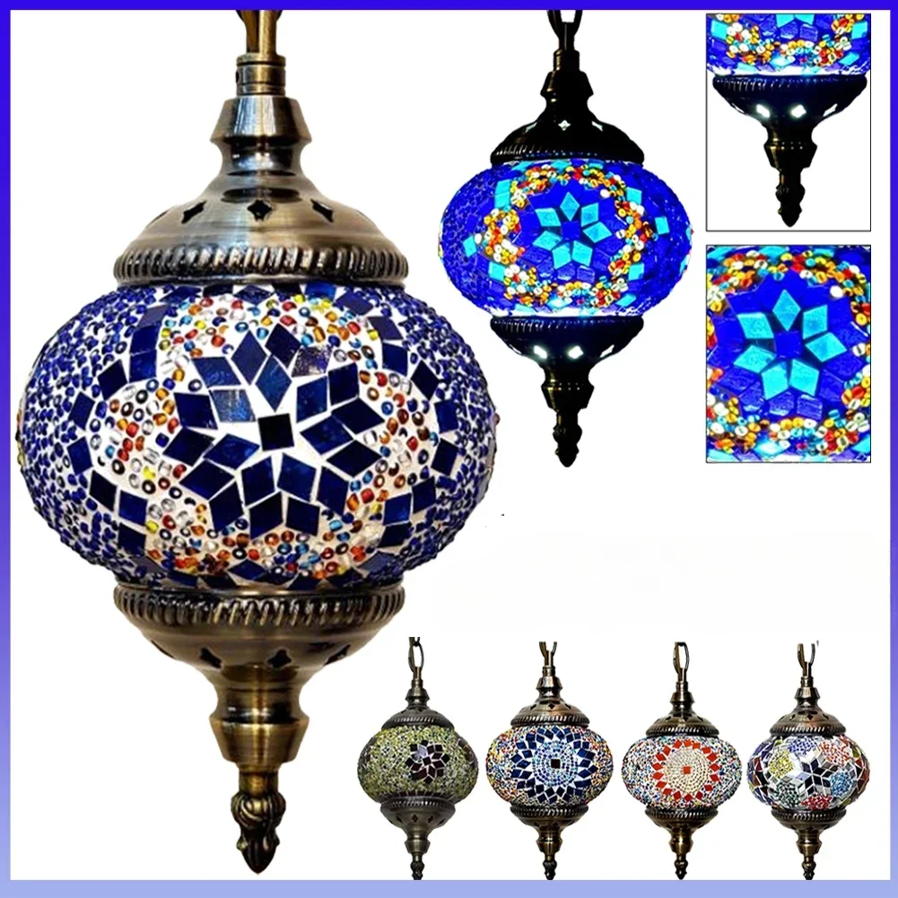 

Decorative Glass Globe Fixture E27 Mosaic Pendant Light Romantic Bar Restaurant Mediterranean for Home Hotel
