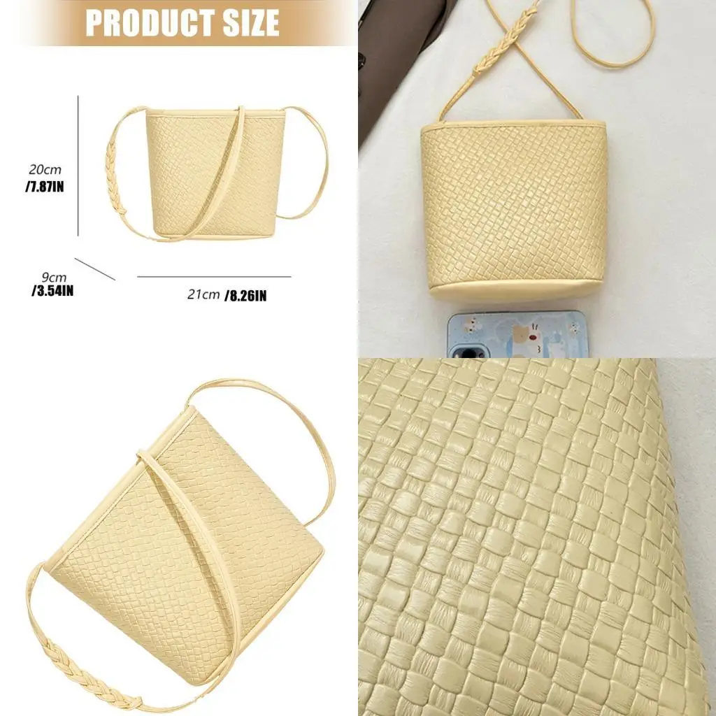 

X90D Women PU Leather Bucket Bag Korean Styles Shoulder Bag Casual Crossbody Bag