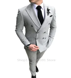 2Pieces Luxury Men's Striped Wedding CasualTuxedo Men's British Slim Suit Men's Quality Business Social Club Suit Costume Homme