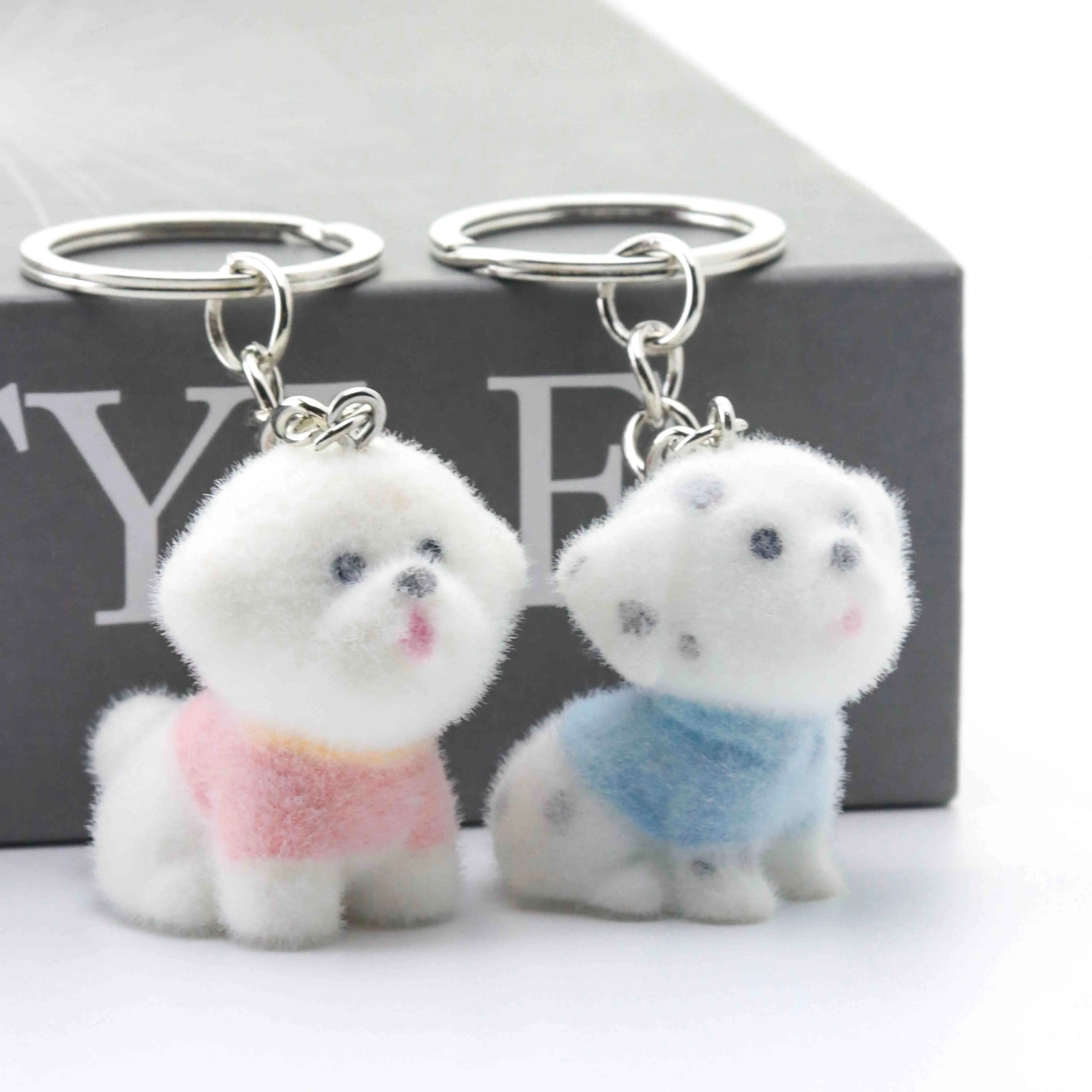 1pcs Flocking Resin Charms Cartoon Puppy Keychain Jewelry For Making DIY Decoration Luggage Wallet Small Pendant Jewelry