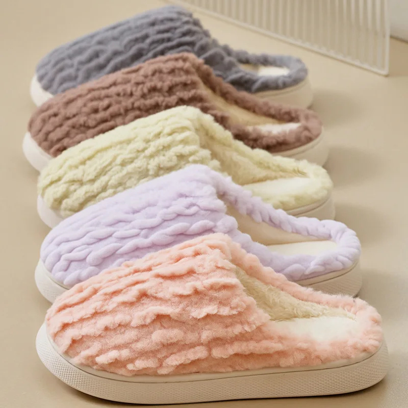 2025 new simple cotton slippers spot wholesale autumn and winter parent-child indoor home plush slippers men's winter