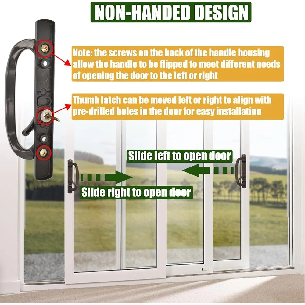 Sliding Patio Door Handle Set with Mortise Lock Offset Design Zinc Diecast Compatible with Jeld Wen Guardian Milgard