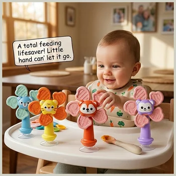 Children High Chair Toys Suction Cup Spinner Dining Table Rattles Fidget Educational Montessori Calming Travel Toy Gift 1