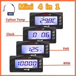 koso 4 in 1 cylinder temperature Display meter Motorcycles cylinder temperature Voltmeter Time RPM Tachometer Mini LED Digital D