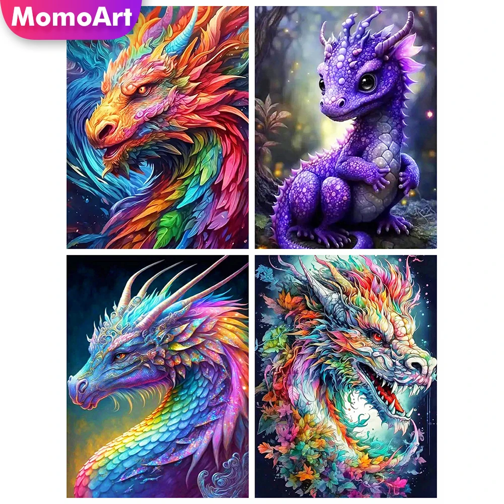 MomoArt Diamond Mosaic Colorful Dragon Full Square Round 5D DIY Diamond Embroidery Animals New Arrival Painting Home Decoration