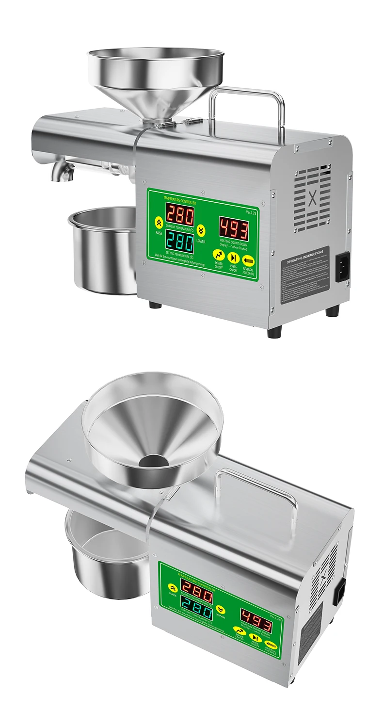 X3S 600 W Intelligente Ölpresse Maschine 220 V 110 V Edelstahl Kalt- und Heißpresse 20+ Ölsamen Echtzeit-Temperaturregelung – Detail 16