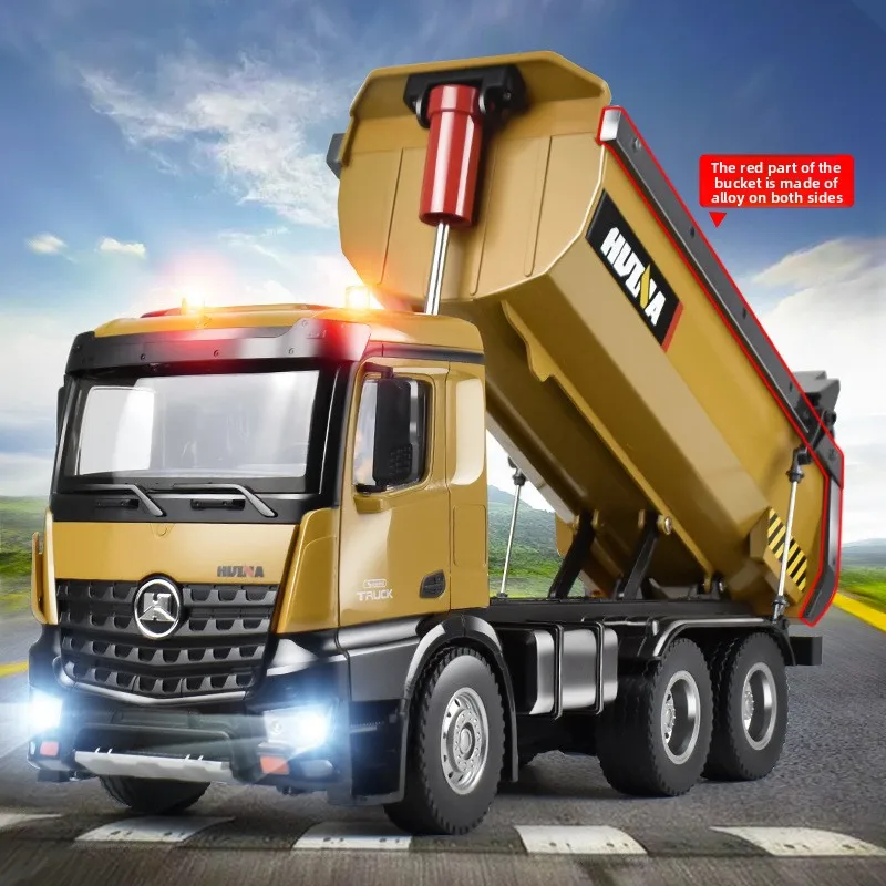 Huina 573 Alloy Remote Control Dump Truck 1:14 Simulated Soil Loader 10-Channel Engineering Vehicle Children'S Toy Model