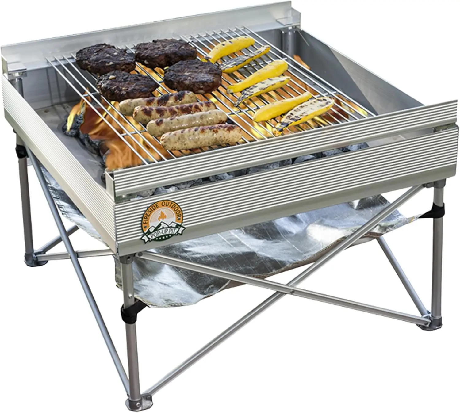 

Pop-Up Fire Pit | Portable Outdoor Fire Pit and BBQ Grill | Packs Down Smaller than a Tent | Large Grilling Area (Fire Pit, Heat