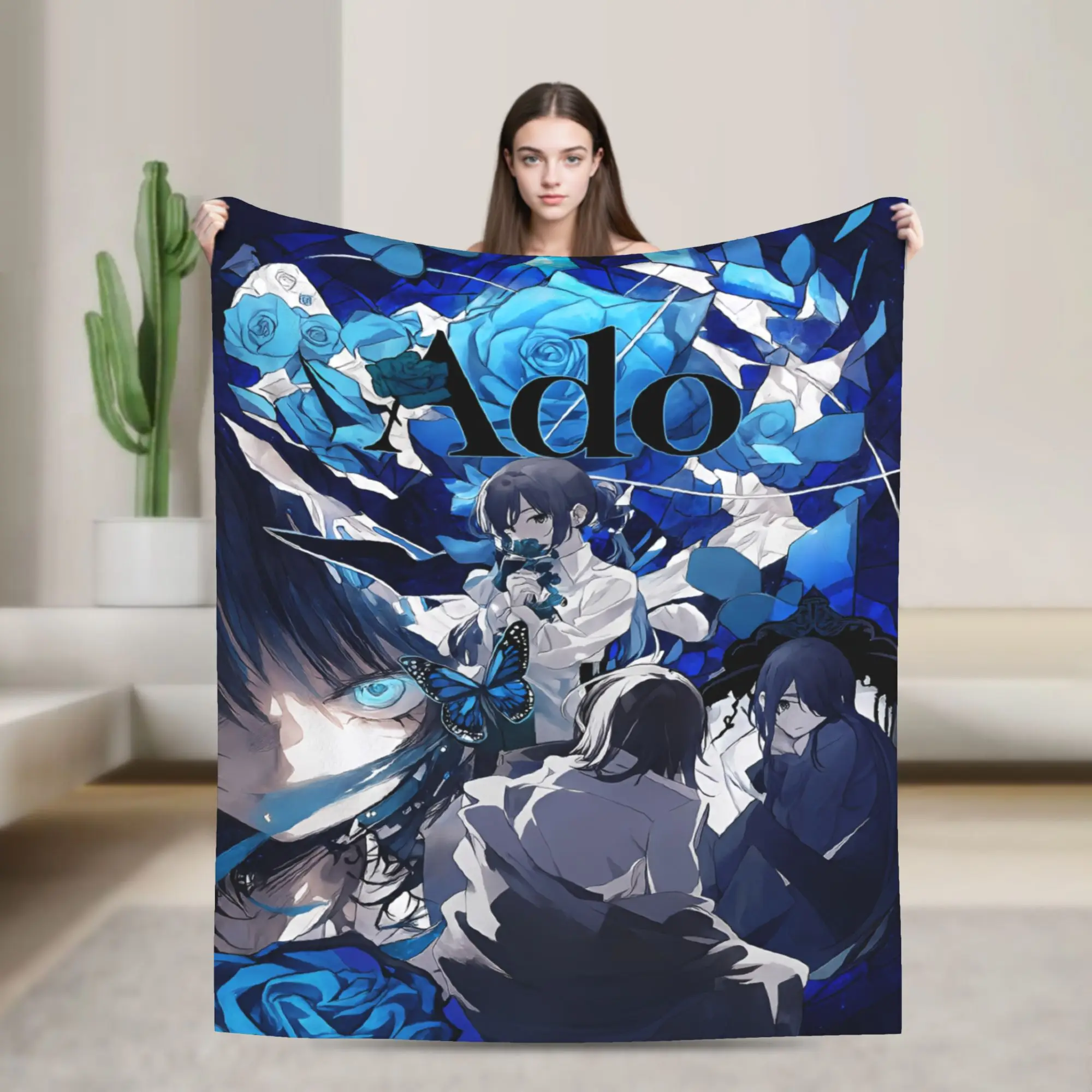 Ado Hibana World Tour Fuzzy Blankets Anime Singer Creative Throw Blanket for  Sofa Bedding Lounge 150*125cm Rug Piece