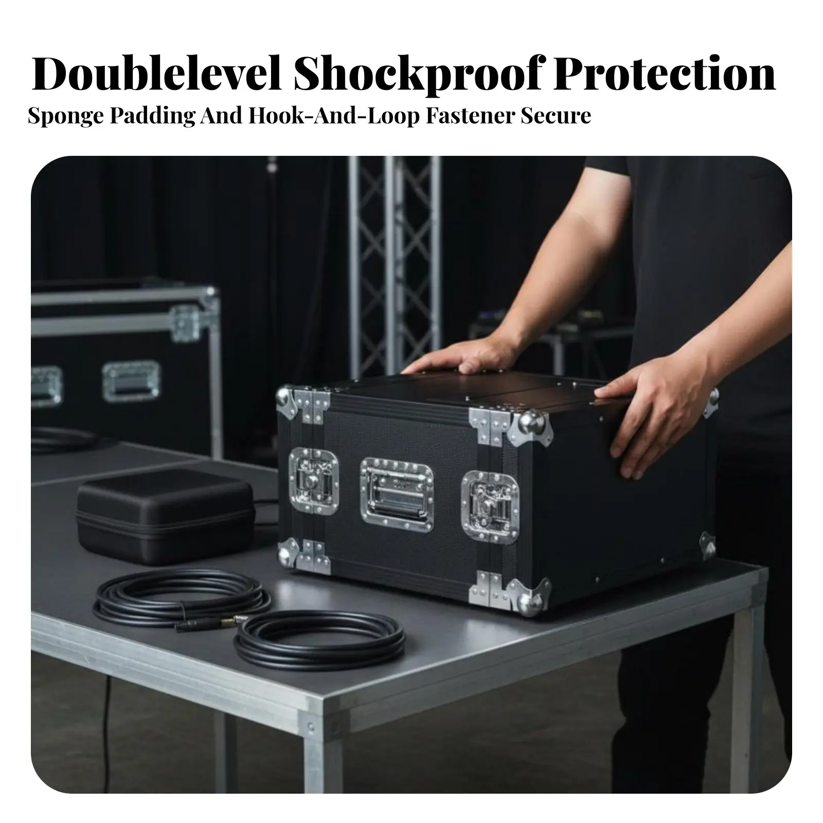 

Audio Input Device Unit Container with Drawer strongDuty Fastening Mechanismable Extendable Tray Portable Even-glidingGlide