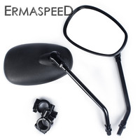 2Pcs Black Motorcycle Rear View Mirrors 10MM Convex Mirrors with 7/8\