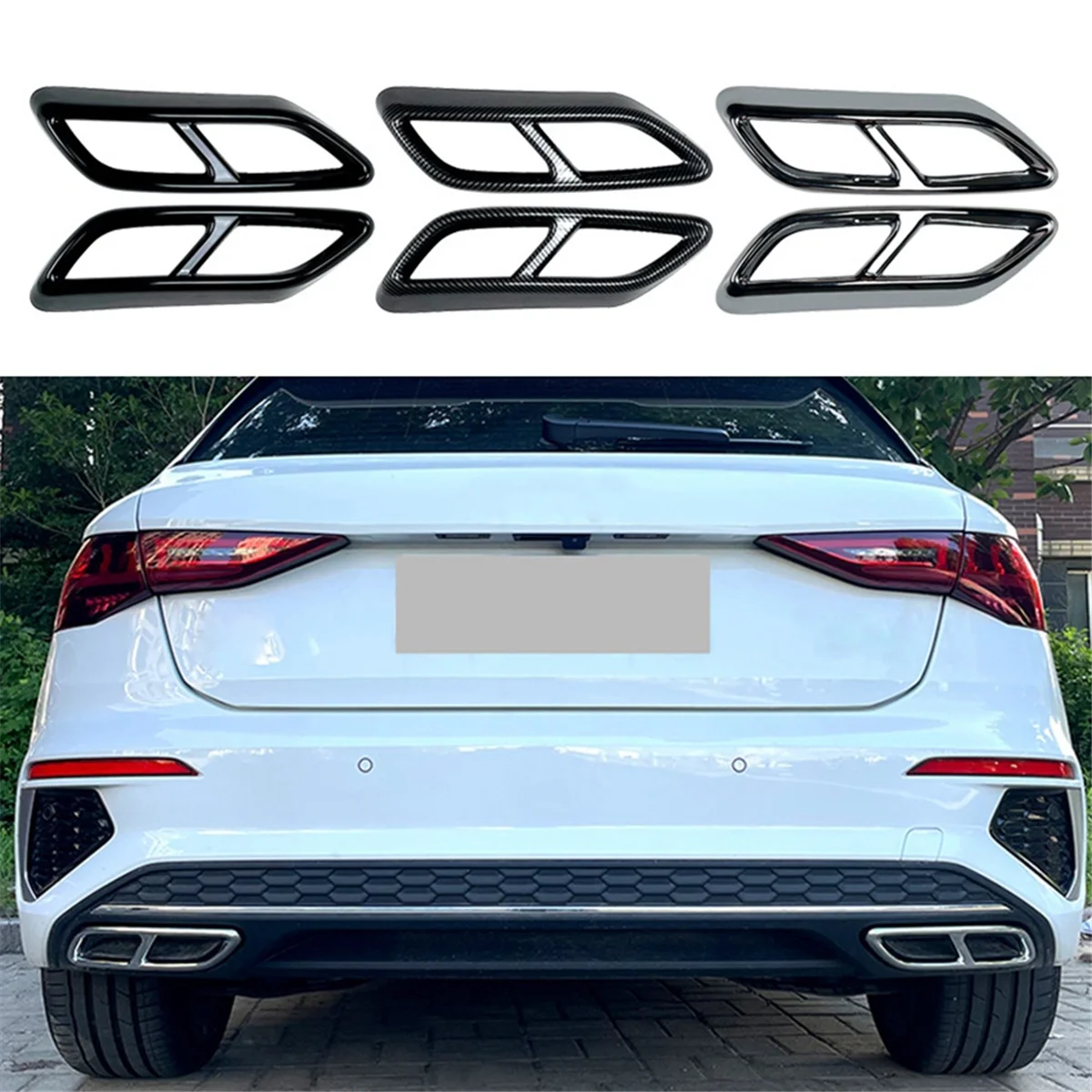 Auto Staart Keel Trim Frame Uitlaatpijp Exterieur Accessoires Voor Audi A3 8Y S Lijn Sportback Sedan 2021 + C