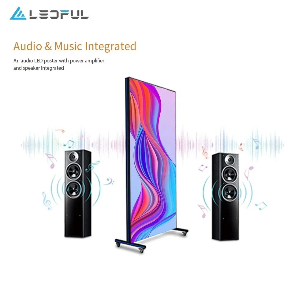 Layar Tampilan Poster LED Iklan Digital Hd P2.5 Stand Wifi Cerdas Ramping Luar Ruangan