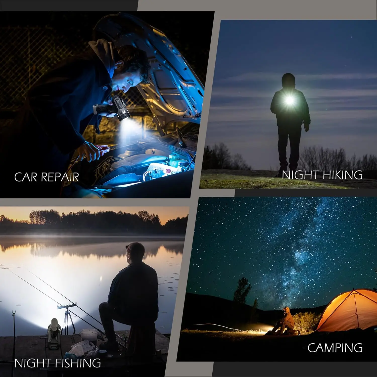 Kompakter wiederaufladbarer Strahler mit einstellbarem Fokus, Bereich 823 m, 3 Modi für Outdoor-Aktivitäten