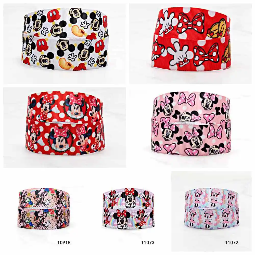 

Disney Mickey Mouse Ribbon Grosgrain for DIY Printed 22MM 10yards Bows Craft Supplies Decoration