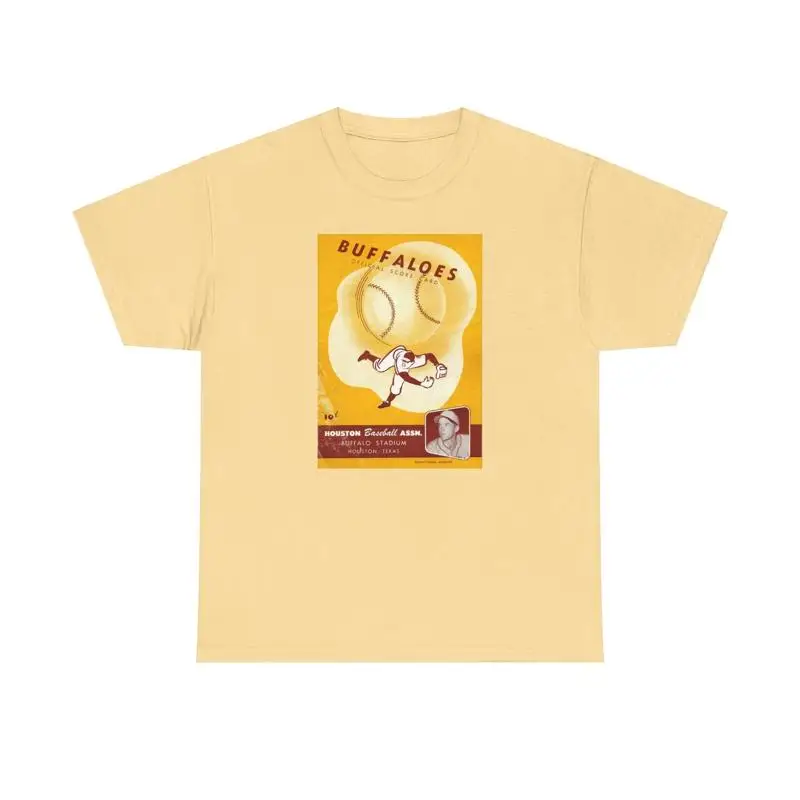 

Retro Vintage Baseball T Shirt Houston Buffaloes Score Card NWT S 5XL