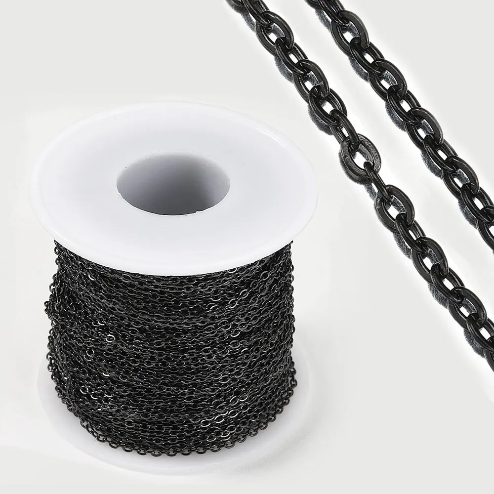 2 Meter Schwarze Gliederketten 1/2/3mm Klassische O-Form Halskette Edelstahl Schmuck für Männer Frauen Armband DIY Geschenk