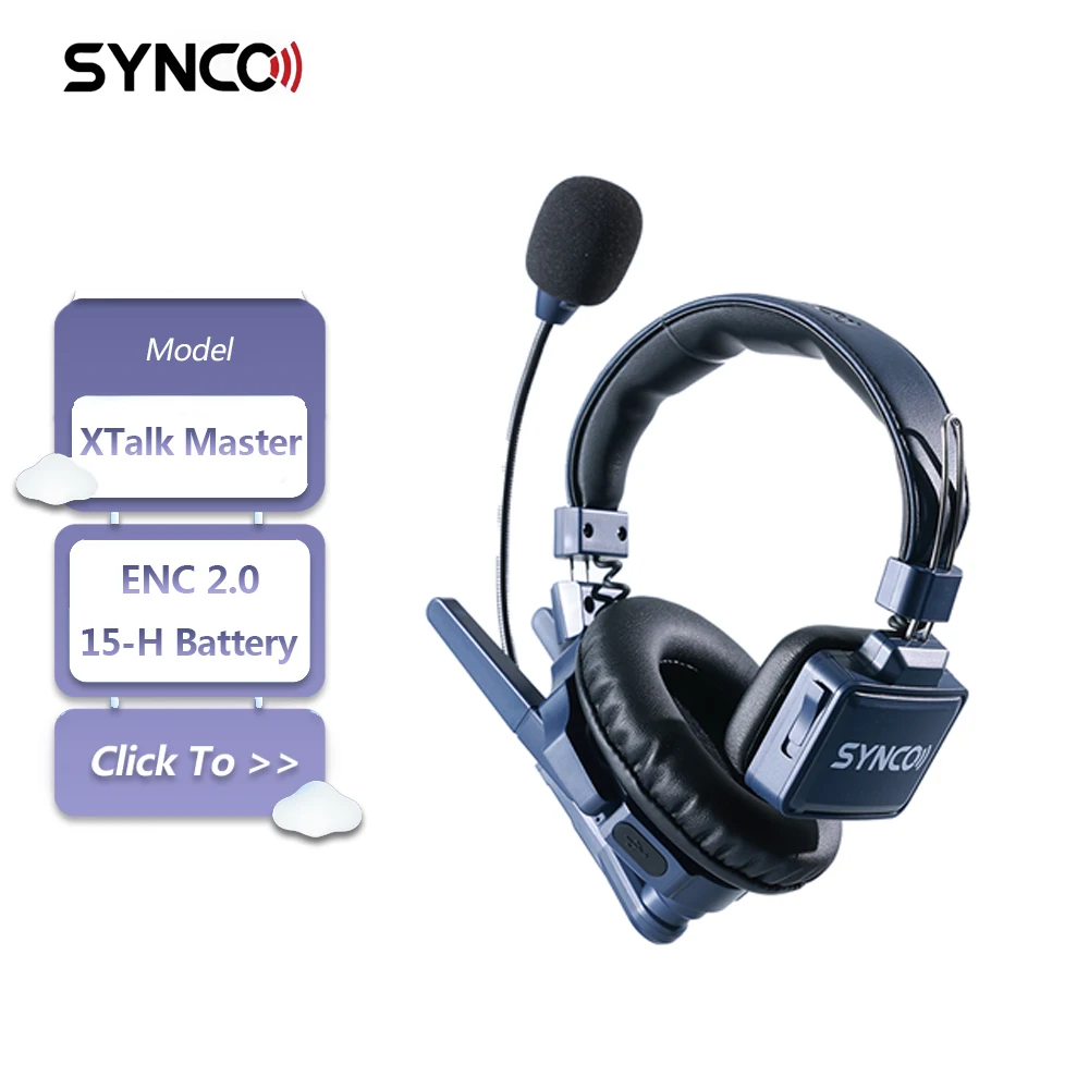 SYNCO XTalk Master 2.4GHz Wireless Intercom System for Smart Grouping Real-Time Monitoring Symplified Setup with ENC 2.0 Mic