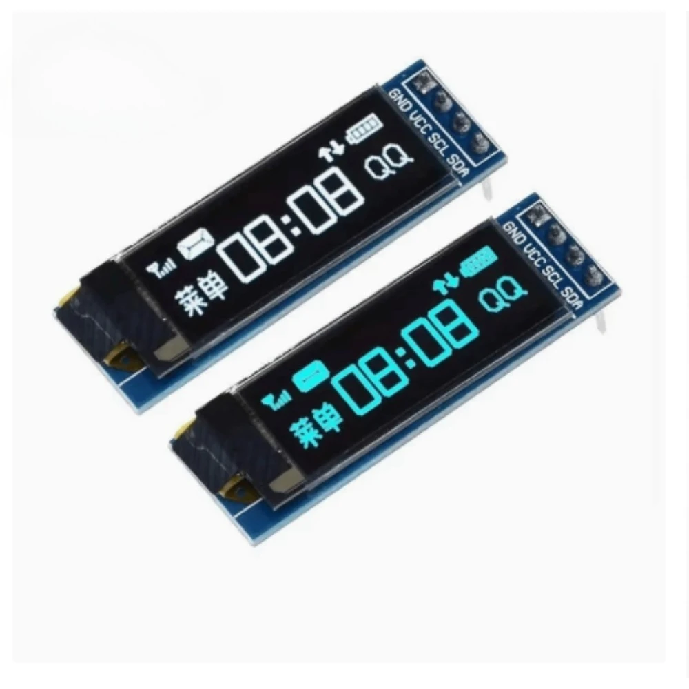 0.91 Inch OLED 128x32 I2C IIC SSD1306 White Blue LCD LED Display Module Screen 3.3V 5V for Arduino Raspberry Pi ESP32 DIY