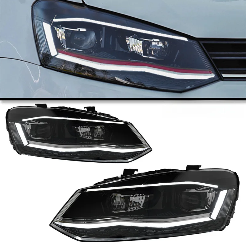 ￼ Suitable Applicable for 2011-2018 Volkswagen POLO Headlight Assembly Full LED Daytime Running Lights Upgraded Flo