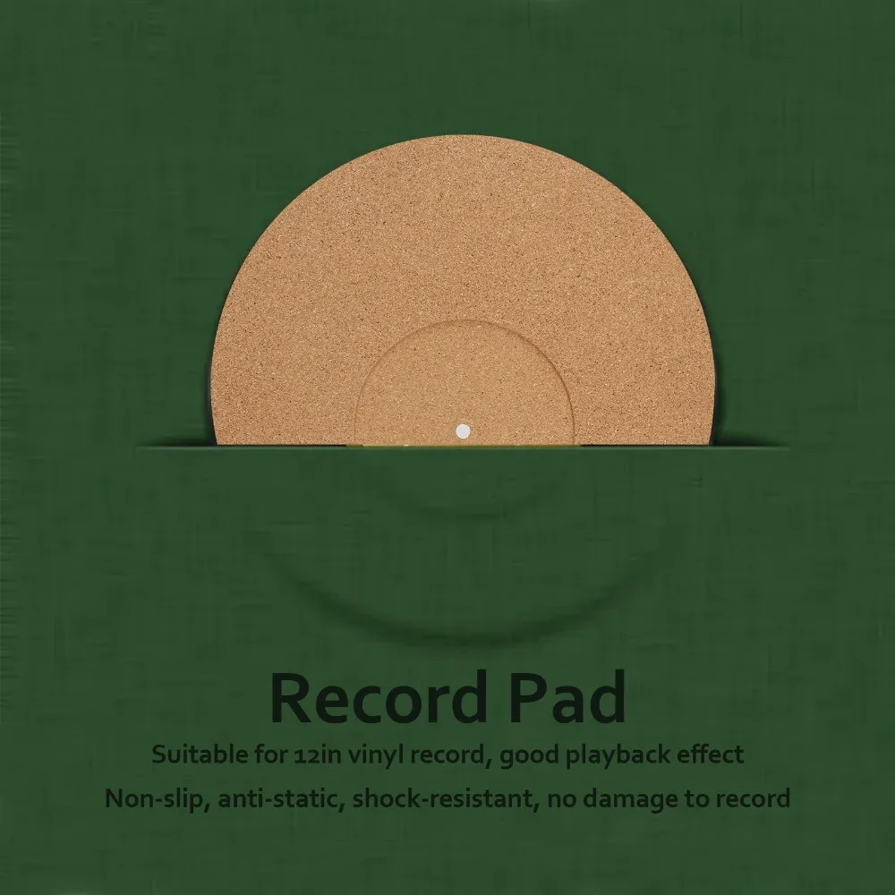 12in Record Pad Soft Cork Anti Static Turntable Slipmat Non Slip Receding Center Phonograph Pad Record Player Upgrade
