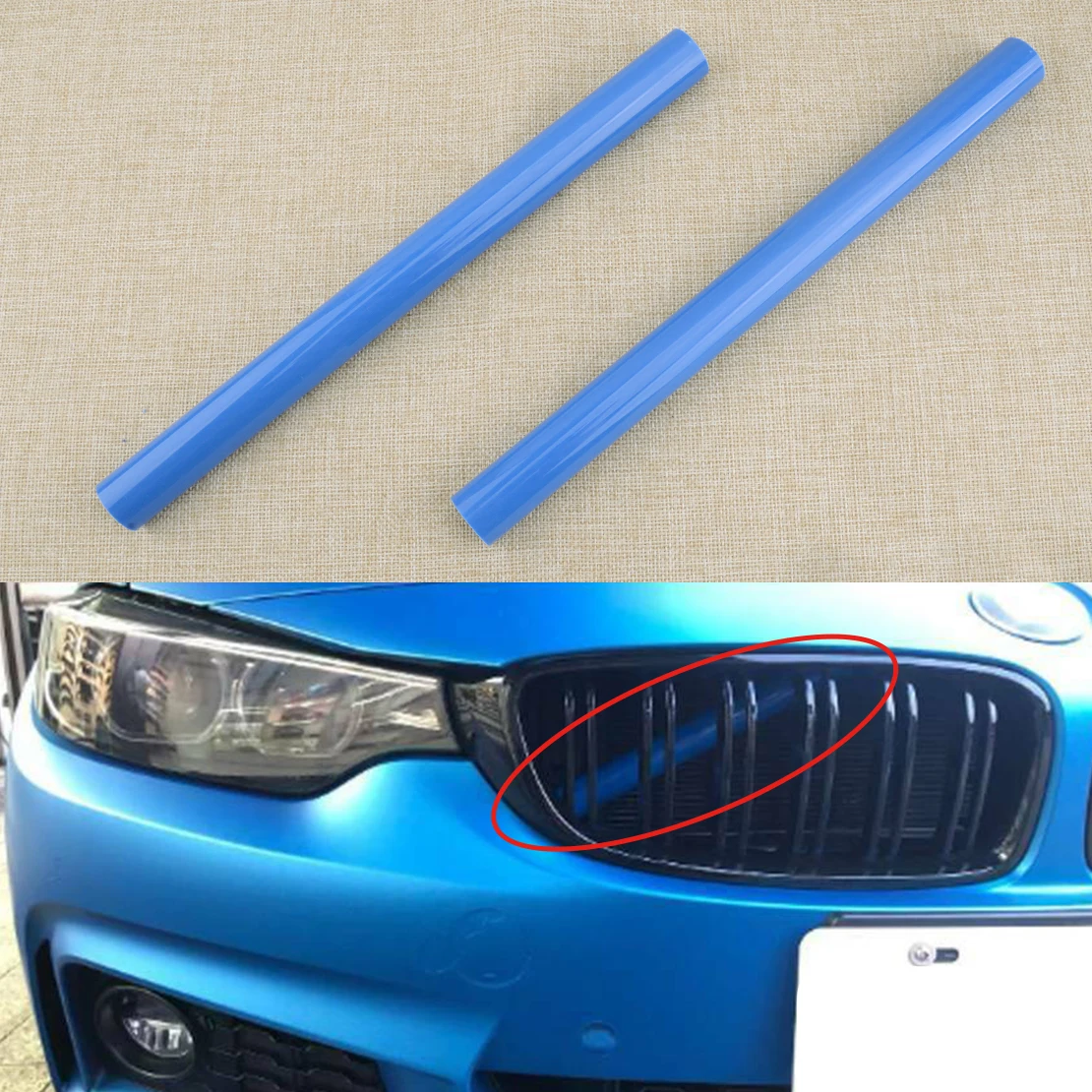 2Pcs 2.6cm Car Front Grille Water Tank Stripe Blue Plastic Fit for BMW 1 2 3 4 5 6 7 Series F20 F21 F22 F23 F44 F45 F46 F30 F32