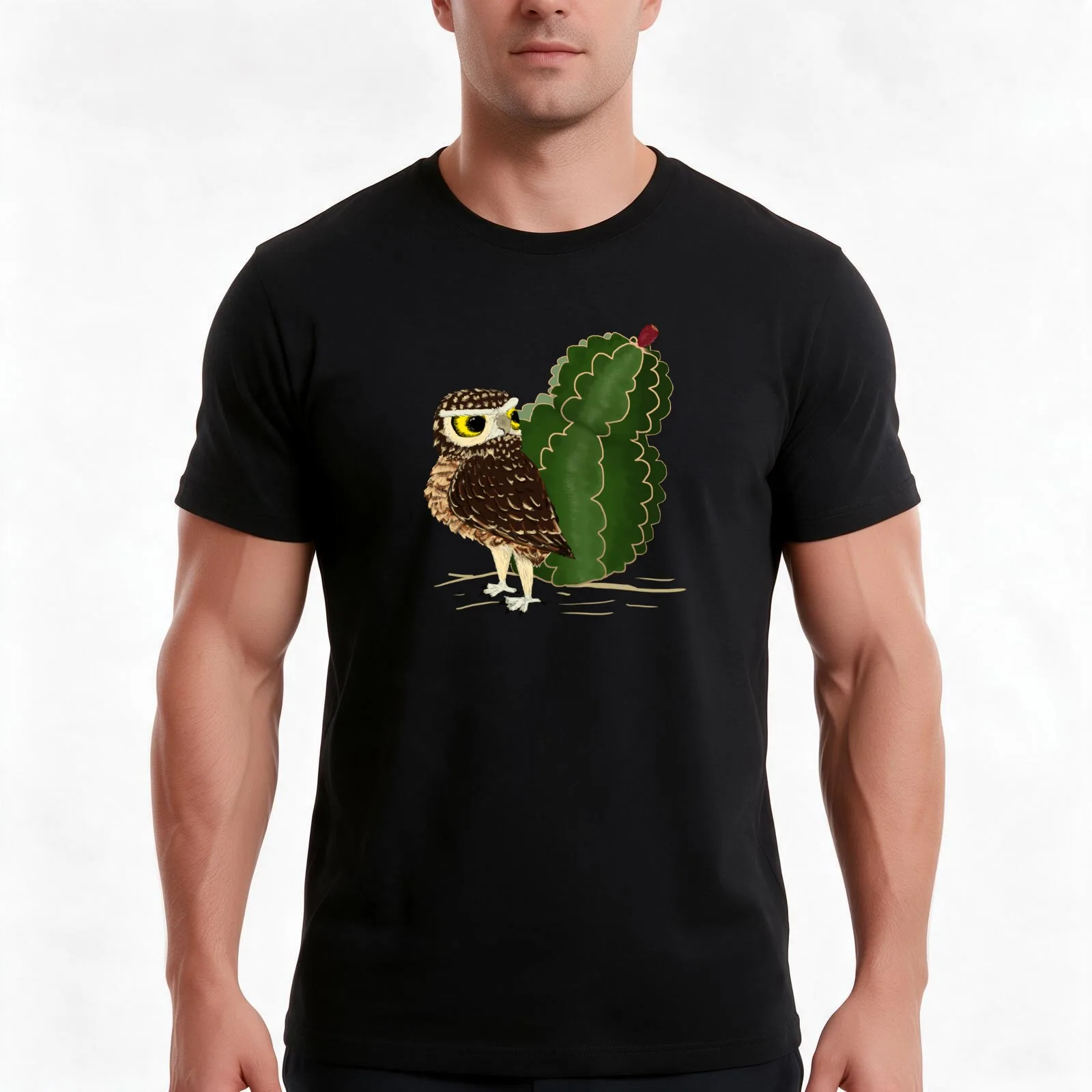 Burrow Owl T-Shirt Summer Casual Cotton Tee Oversized Streetwear Tops Vintage Graphic Print Loose Fit Short Sleeve