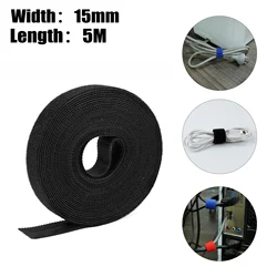 1 PCS 5M/Roll 15mm Width Self Adhesive Fastener Tapes Reusable Strong Hooks Loops Cable Tie Magic Tape DIY Accessories