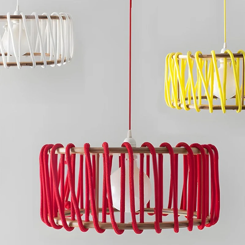 Colorful Memphis Pendant Light Designer Creative Wood Living Dining Room Bedroom Hanging Lamp Home Decor Atmosphere Chandelier