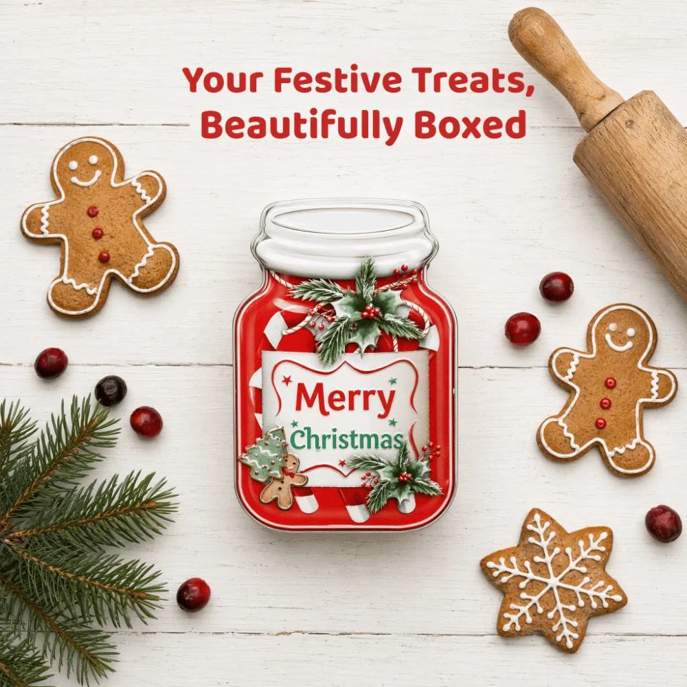 Metal Christmas Tin Box with L - Tin Container Lid recension och pris