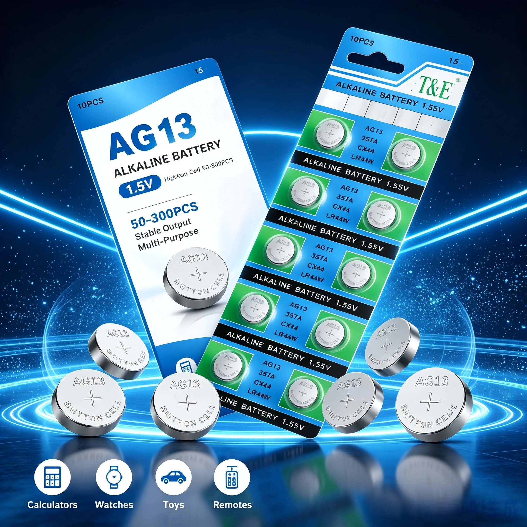 50-300PCS AG13 Battery A76 LR44 357 SR1154 SR44 LR 44 1.5V Alkaline Batteries For Watch Calculator Toy Button Coin Cell