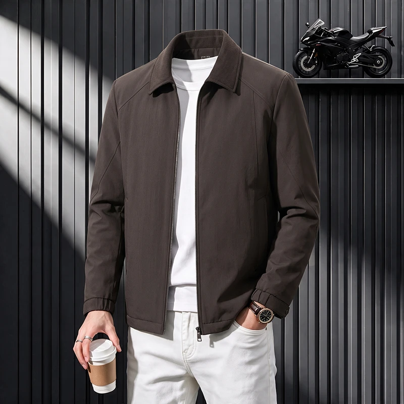 Winter Men's  Goose Down Jacket Coat Lapel Collar Middle Aged Male Business Casual Outerwear Top Outdoor Jacket Goose Down Parka
