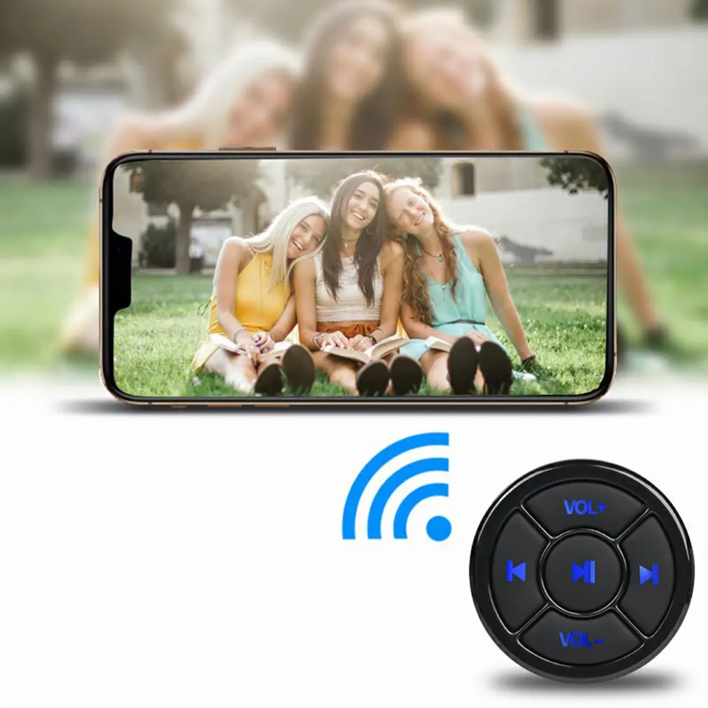 Kabellose Bluetooth-Fernbedienung Medientaste Multimedia-Lenkrad-Musikplayer für Android iOS Smartphone Auto-Kit – Detail 4
