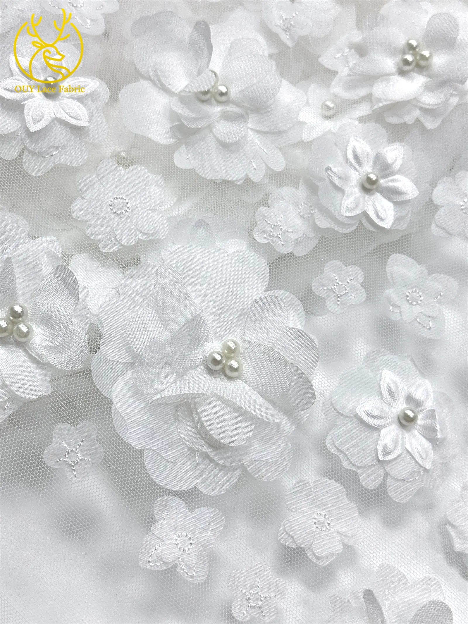 3D Französische Blumenperlen-Spitze 2026 Afrikanische Pailletten-Spitze Nigerianischer Tüll-Netzstoff für Hochzeitskleider 5 Yards – Detail 15
