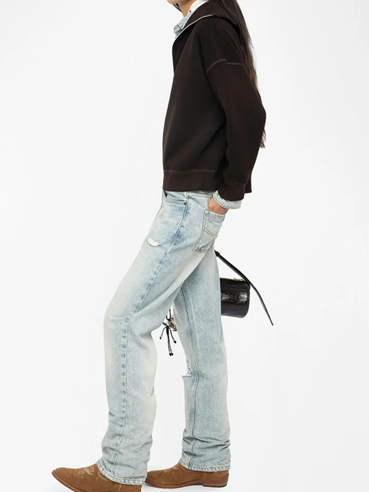 خريف شتاء المرأة بلوزة من الصوف عودة إلكتروني التطريز الساخن حجر الراين نصف سستة سيدة بدوره إلى أسفل طوق أعلى جديد 2025