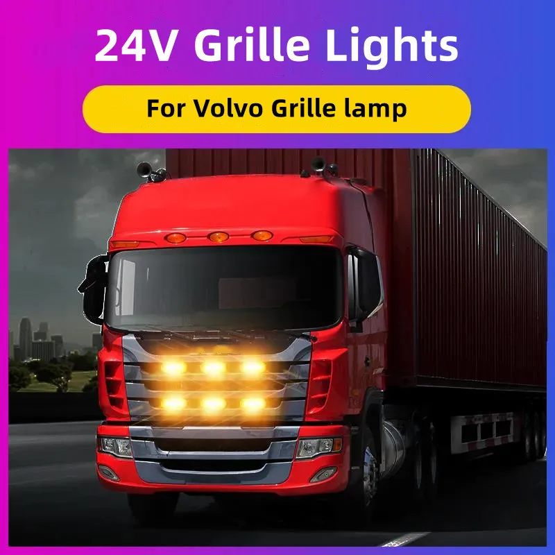 

1 Set 24V IP68 Amber Ice Blue LED Truck Front Grille lights grille lamp For Volvo Grille lamp DRL Van truck grille lights