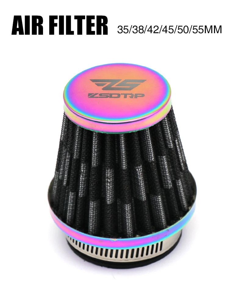 ZSDTRP Universal 35/38/42/45/50/55/58mm Motorcycle Air Filter Intake Pipe for 50cc 110cc 125cc 250cc ATV Dirt Bike Accessories