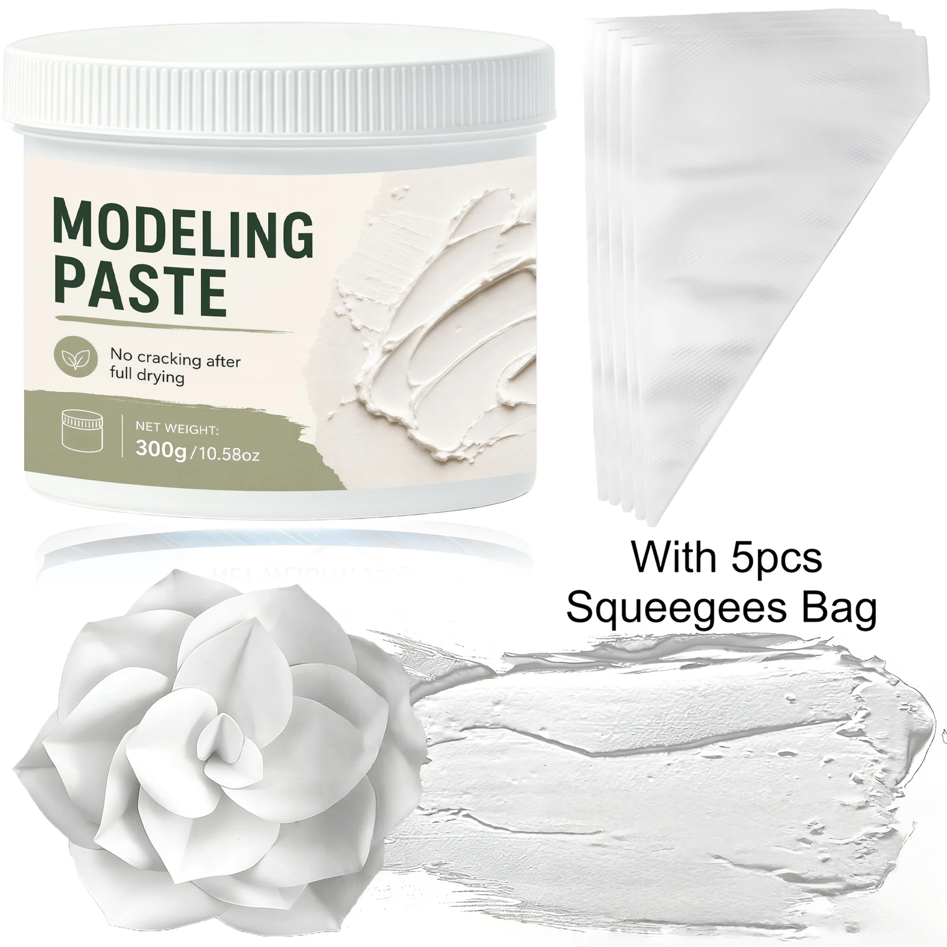 Thick Modeling Paste 600G/300G - Professional High Density Art Texture Paste for Acrylic Painting, for Texture And Thickness