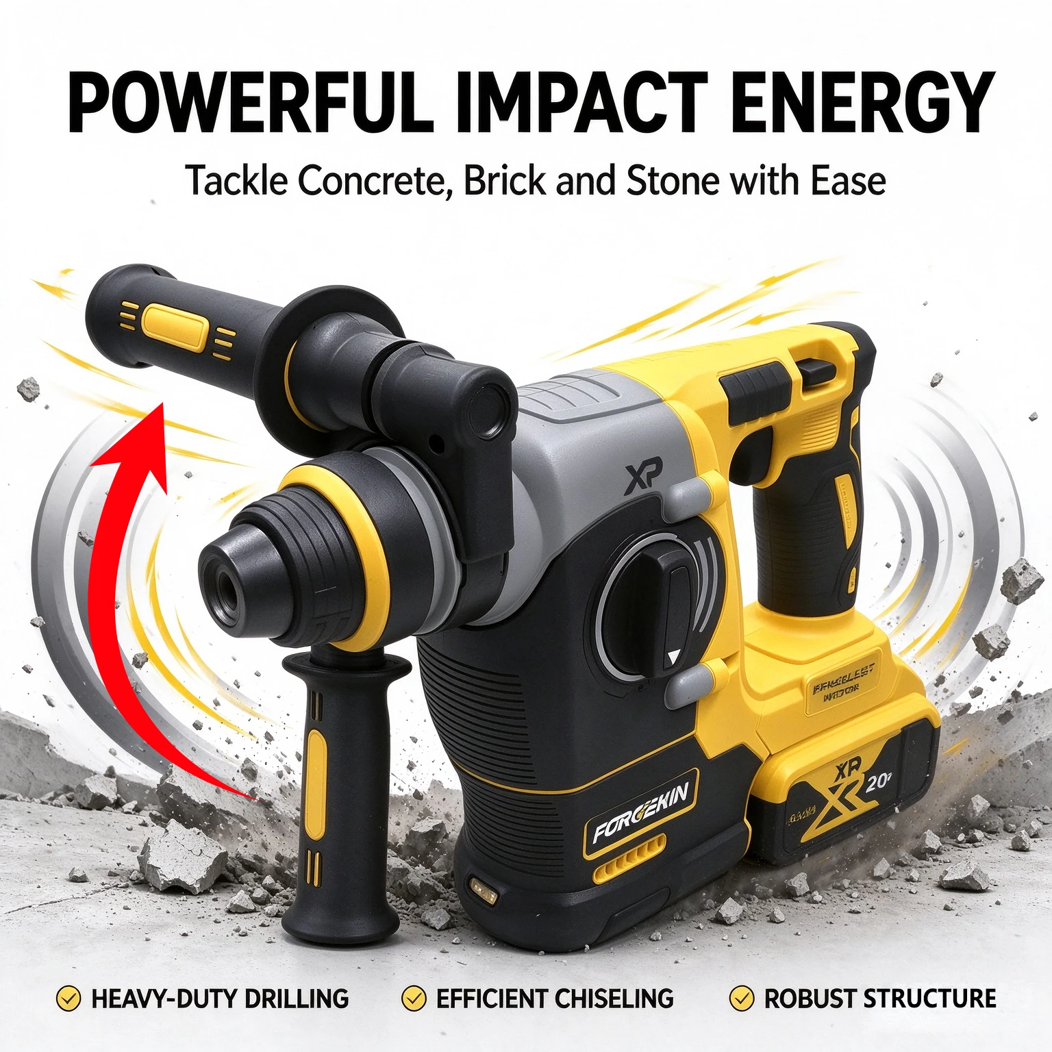 FORGEKIN 18V/20V MAX Brushless SDS-Plus Rotary Hammer Drill 1