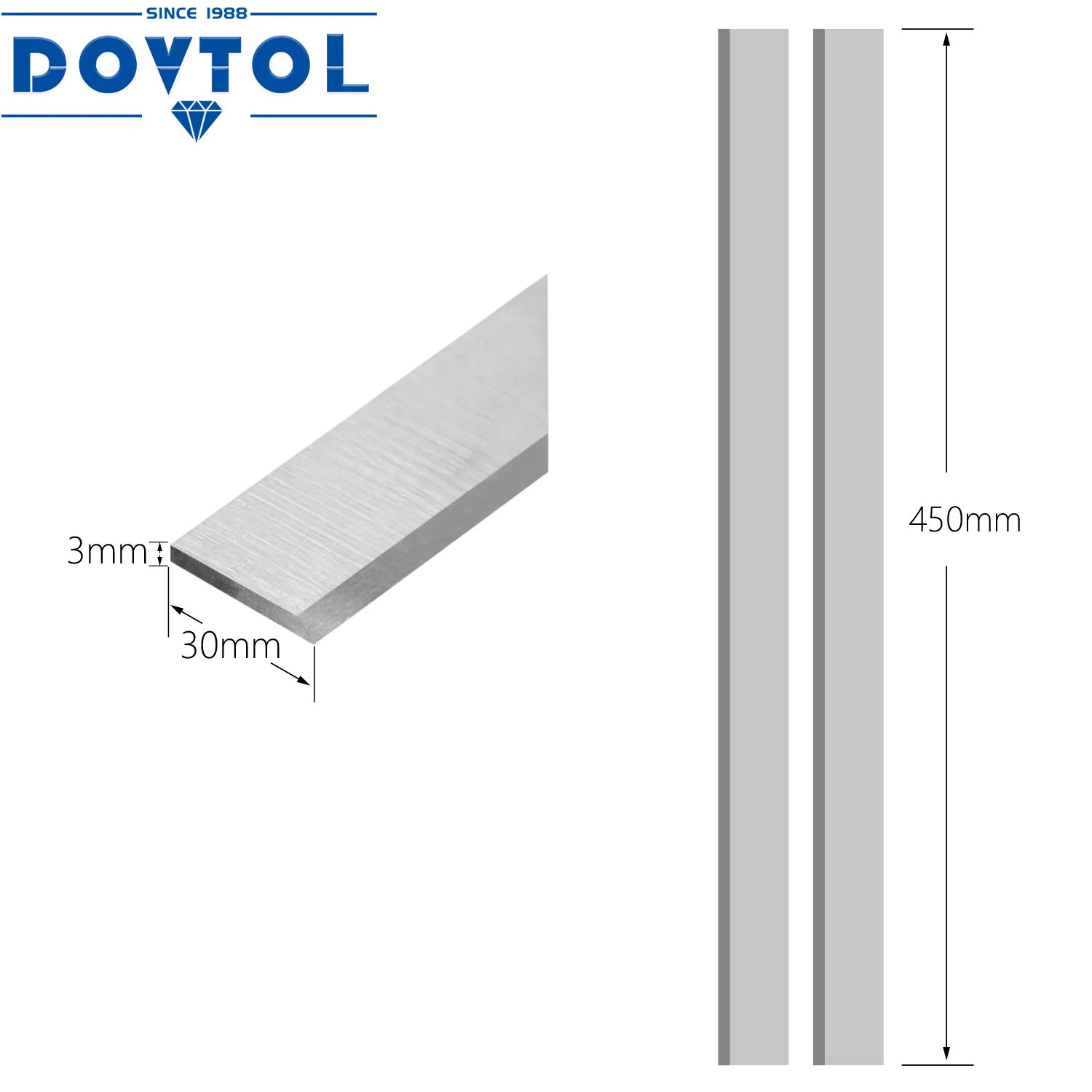 Planer Blades Knives 450x30x3mm HSS Industrial Planer and Jointer Blades Knives Replacement for all 450mm Thickness Planer 2pcs