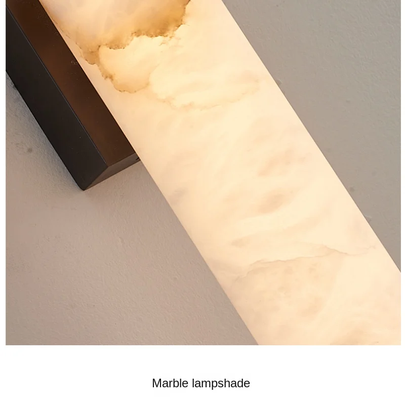 Spanish Natural Marble Wall Lamp High Quality Copper Led Light Luxury Villa Living Room Background Wall Bedroom Bedside Lighting