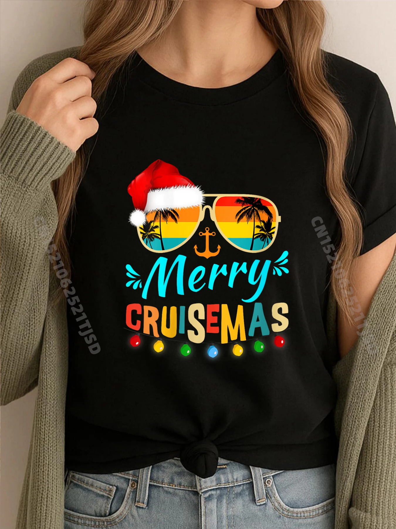

Womens Merry Cruisemas 2025 Christmas Santa Reindeer Cruise Clothing Mens Harajuku T-shirts England Style