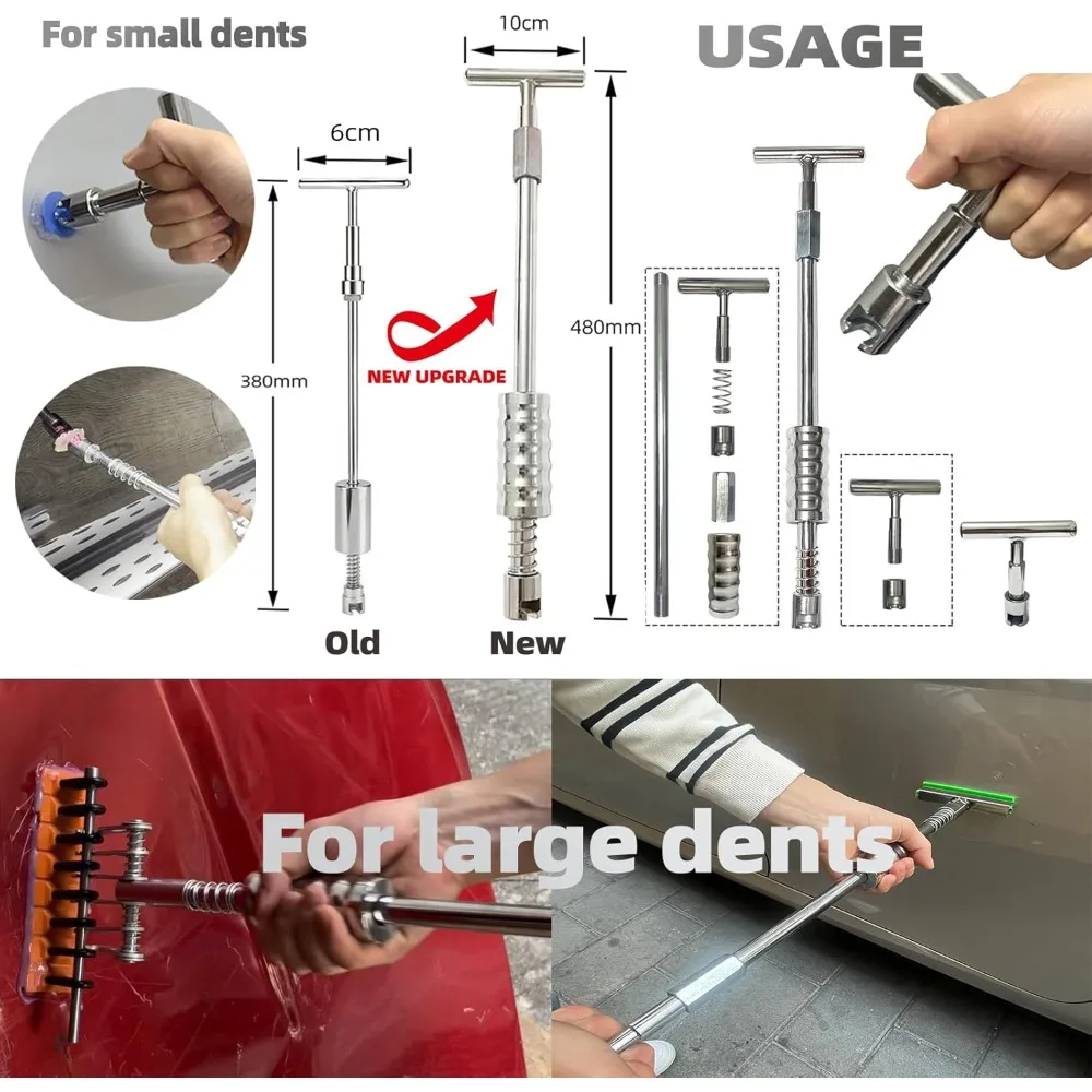 159pcs/Set Auto Body Dent Repair Tools Kit,Big Size Slide Puller&Dent Rods Crowbar,paintless Car Dent Lifter Hail Removal,A Comp