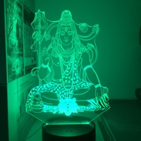 Creative Buddha Statue 3D Night Light Colorful USB Charger Battery Remote Control Table Lamp Led Gift for Buddhist Room Decor